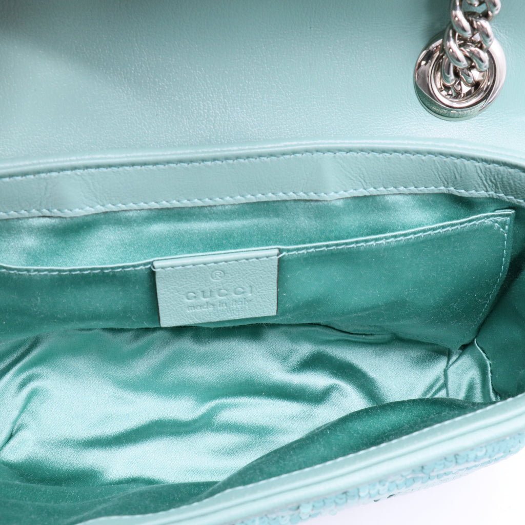 Gucci GG Marmont Flap Bag Diagonal Quilted Sequins Mini Twins