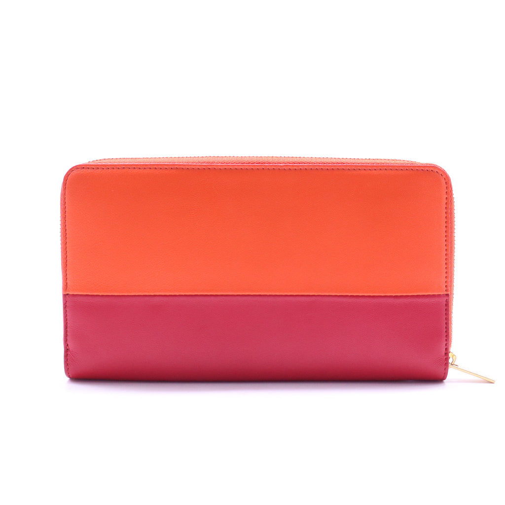 Bi-Color Leather Large Zipped Multifunction Wallet W20889