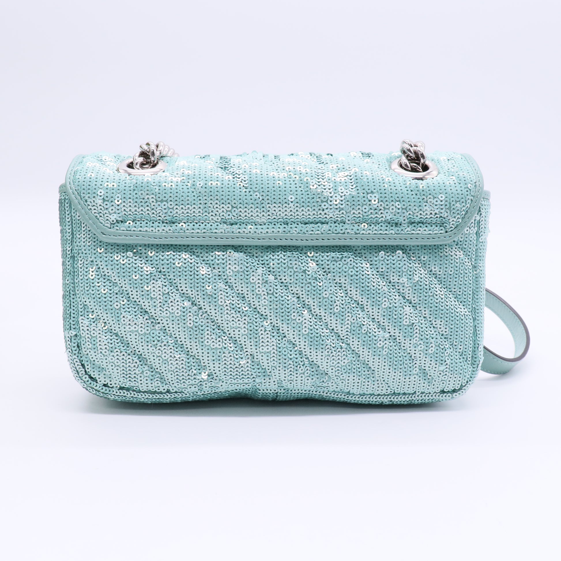 Gucci GG Marmont Flap Bag Diagonal Quilted Sequins Mini Twins