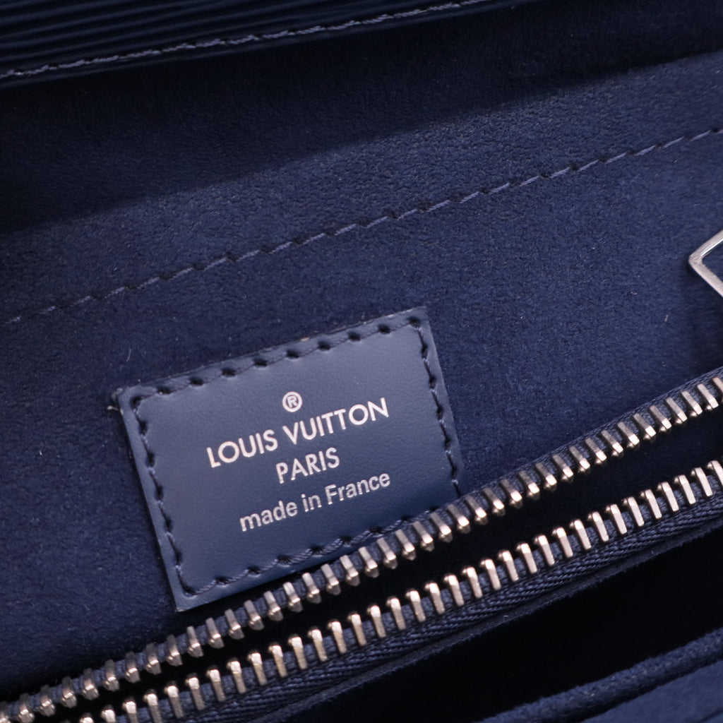 Navy Epi Leather Marly MM Tote Bag