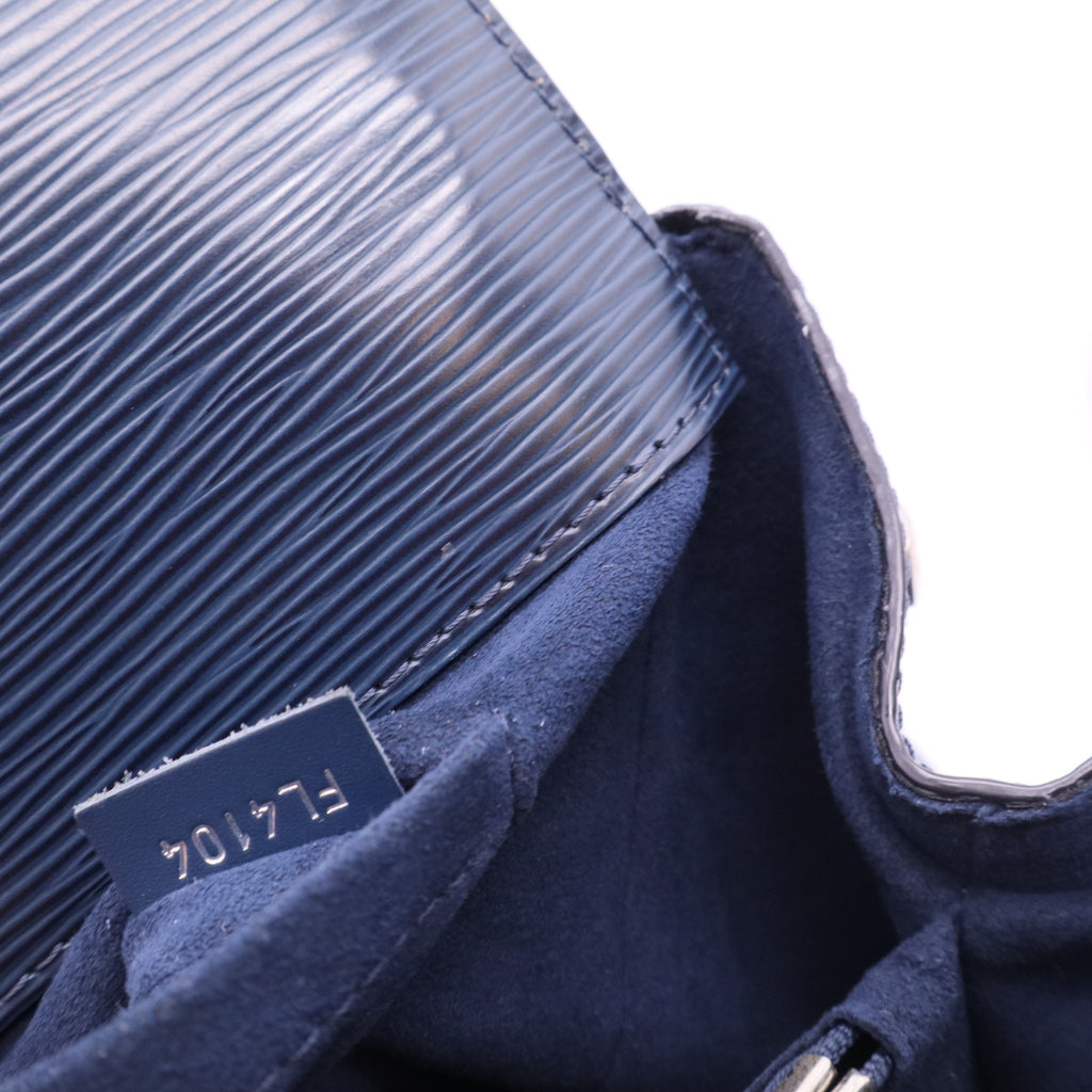 Navy Epi Leather Marly MM Tote Bag