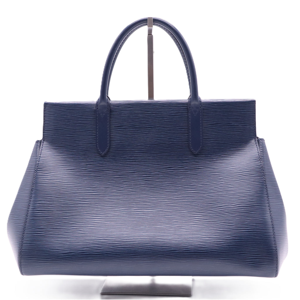 Navy Epi Leather Marly MM Tote Bag