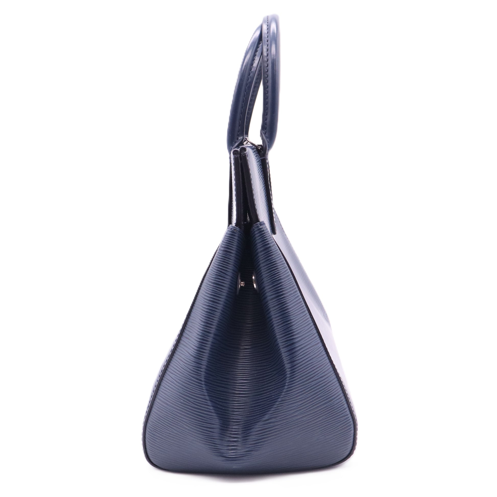 Navy Epi Leather Marly MM Tote Bag