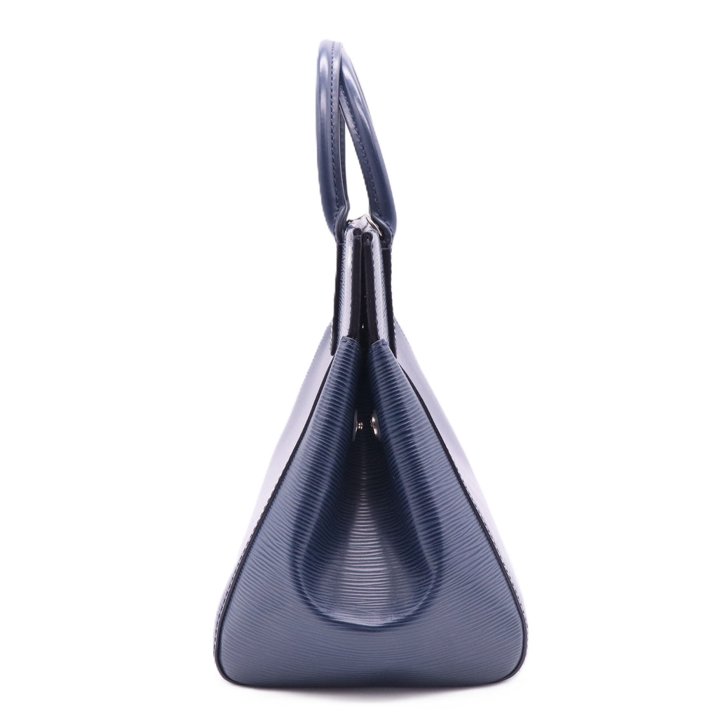 Navy Epi Leather Marly MM Tote Bag