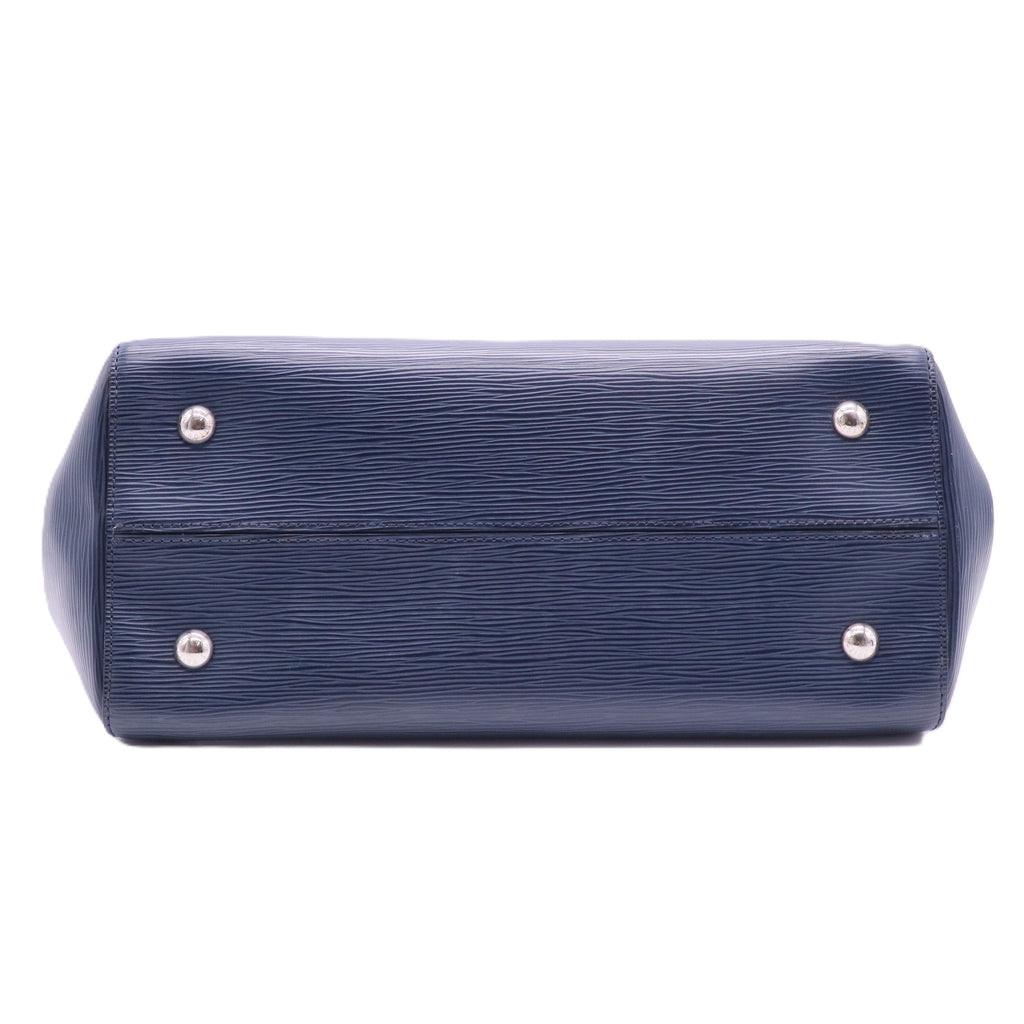 Navy Epi Leather Marly MM Tote Bag