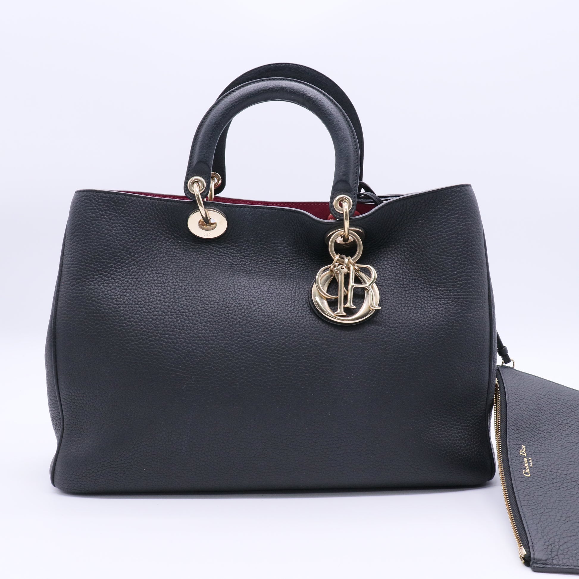 Black Pebbled Leather Large Diorissimo Tote Bag Twins