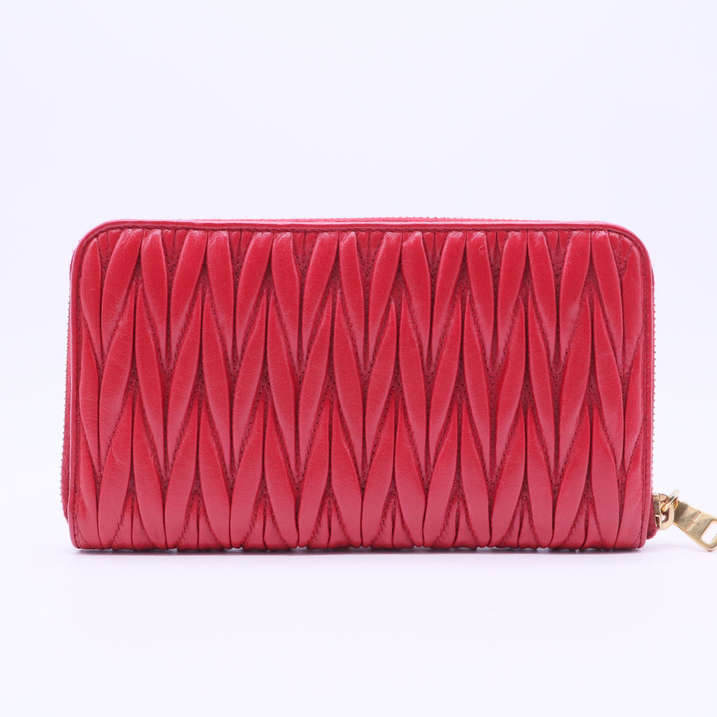 Miu Miu matelassé nappa leather zip-around wallet