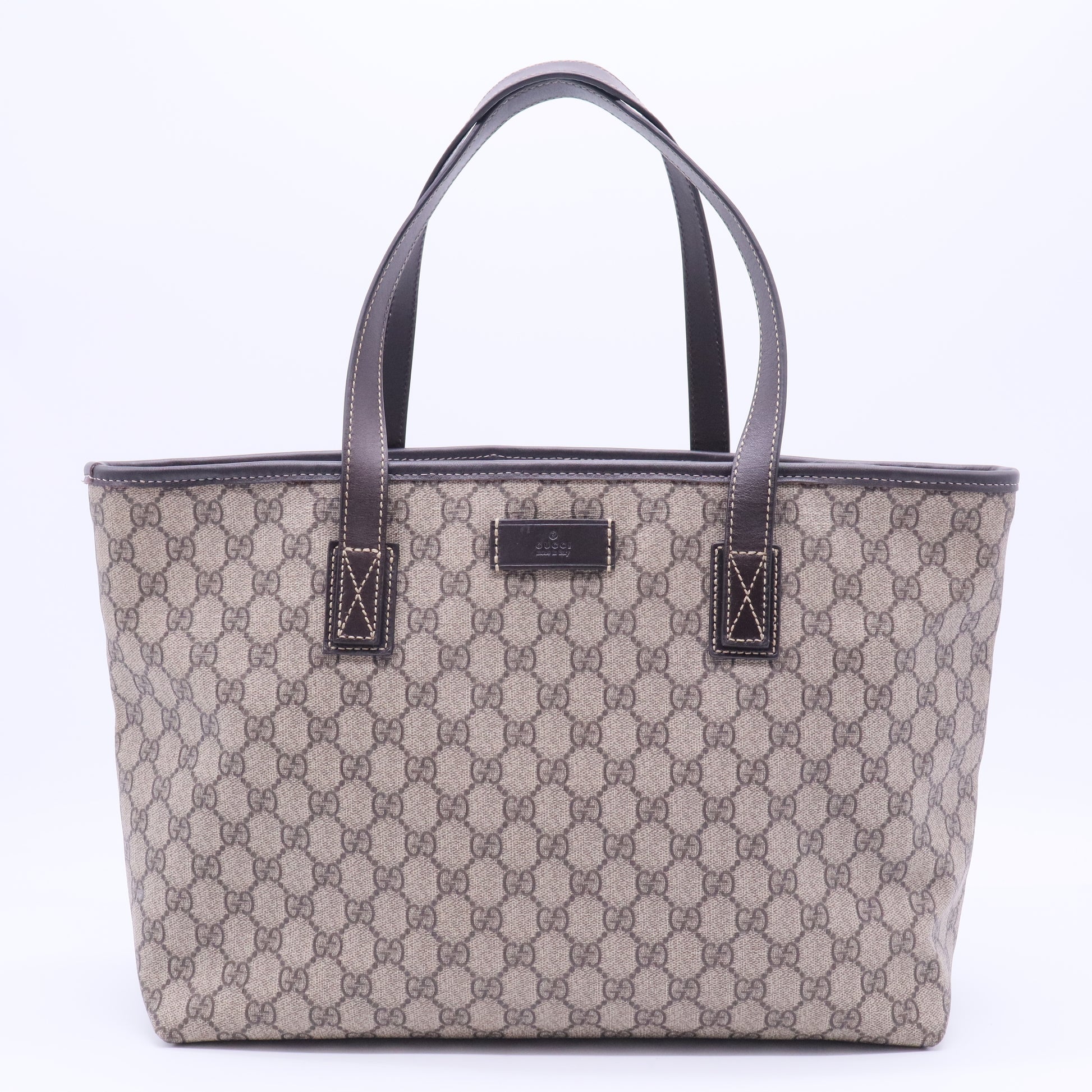 Supreme Monogram Medium Zippered Shopping Tote Dark Brown B12349