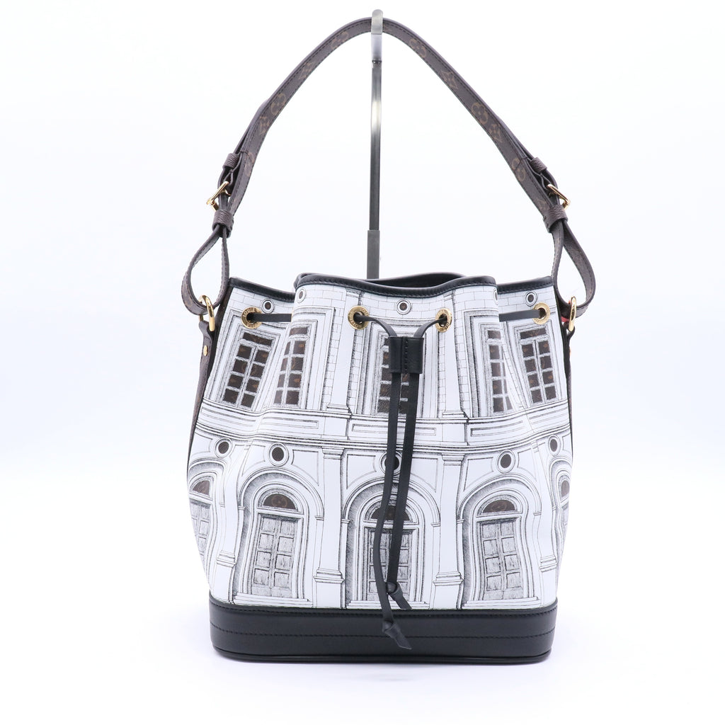 Noe Handbag Limited Edition Fornasetti Architettura Print Leather and Monogram Canvas MM Twins