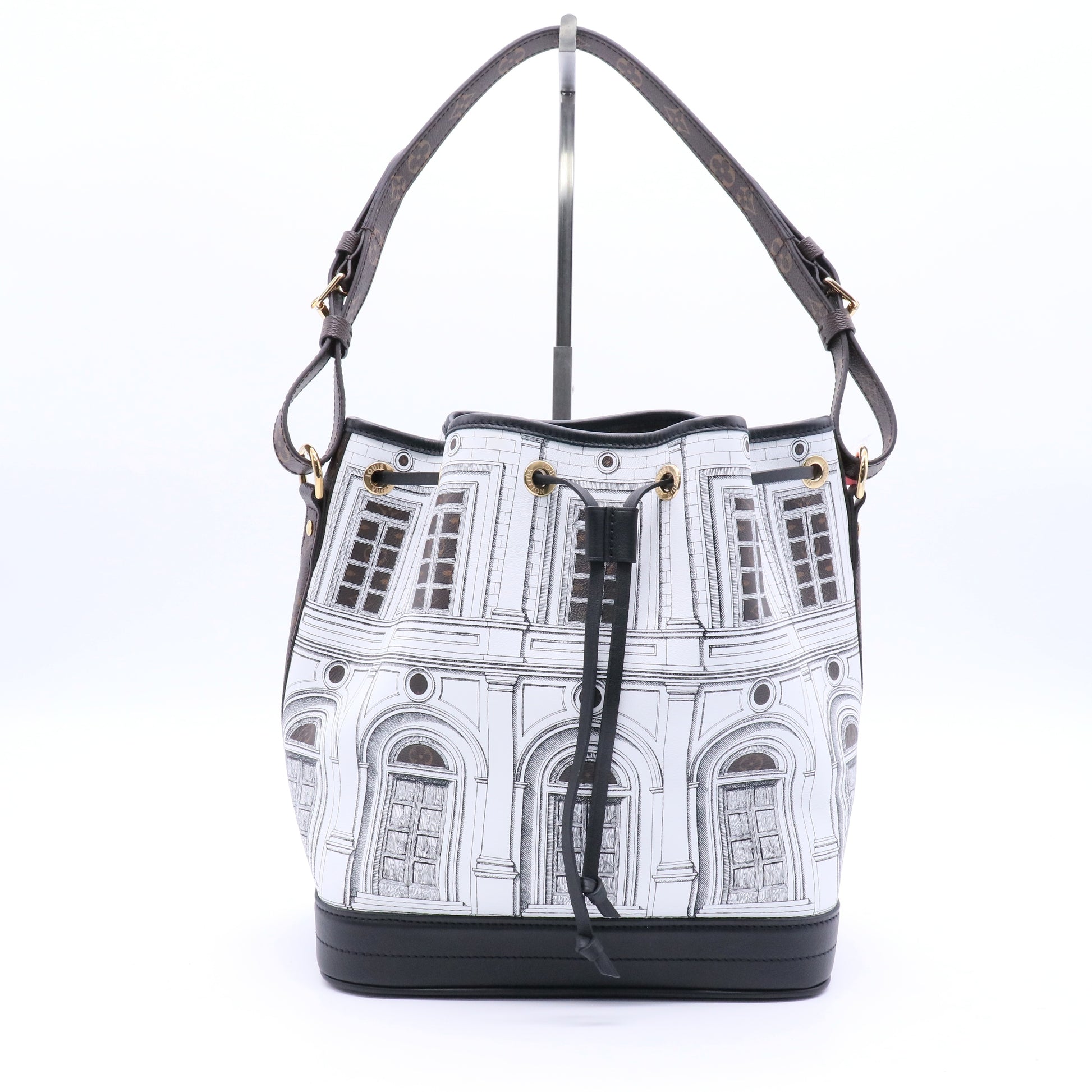 Noe Handbag Limited Edition Fornasetti Architettura Print Leather and Monogram Canvas MM Twins