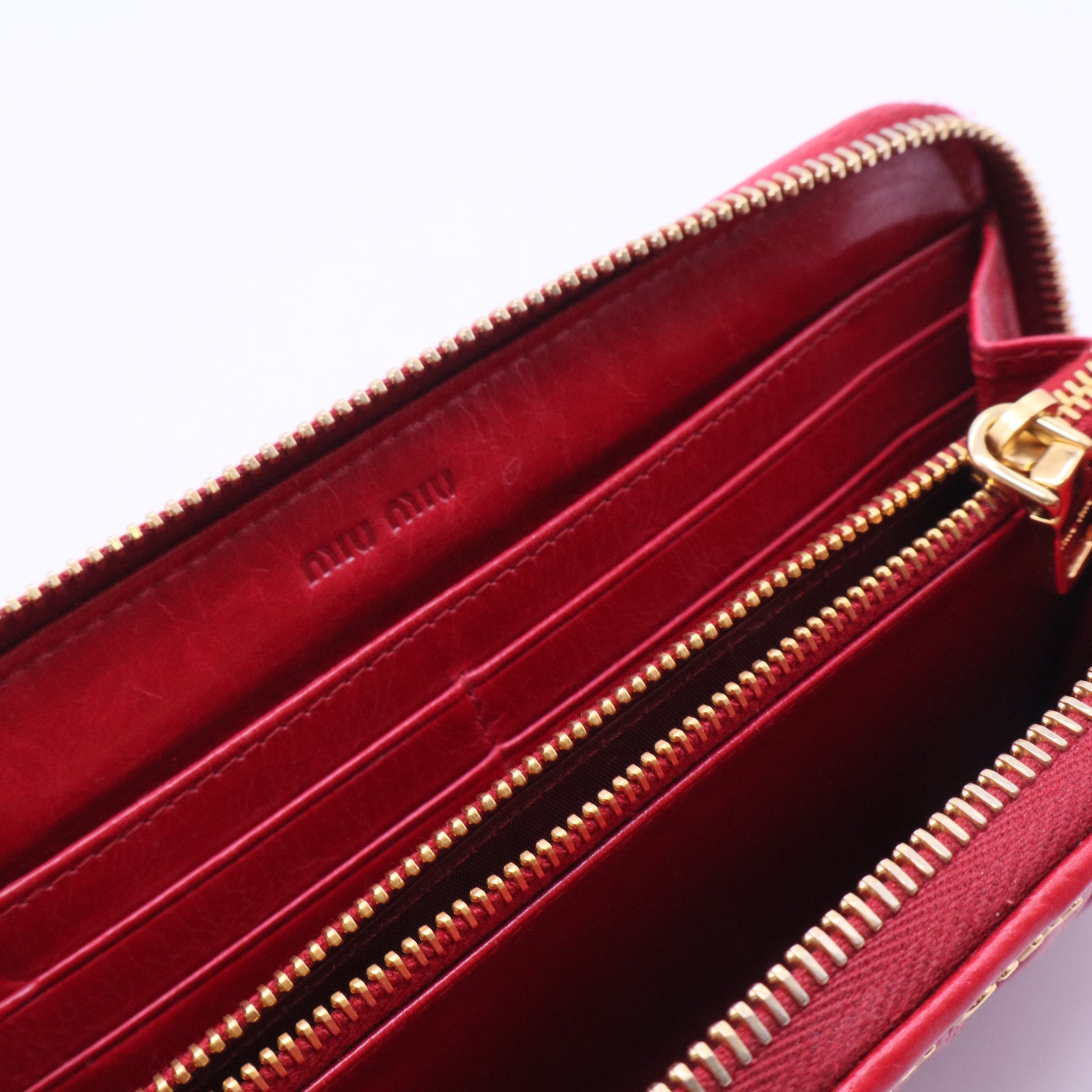 Miu Miu matelassé nappa leather zip-around wallet