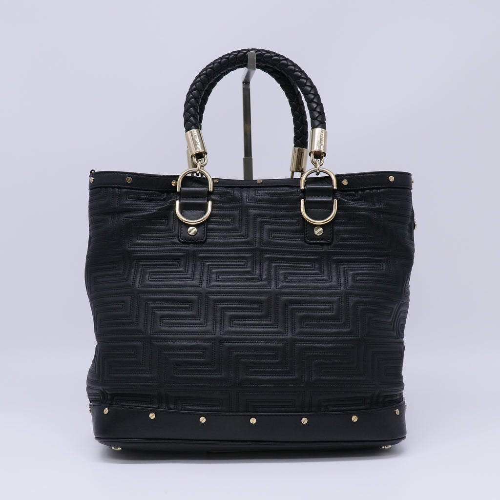 Gianni Versace Couture Black Leather Tote Bag B22063