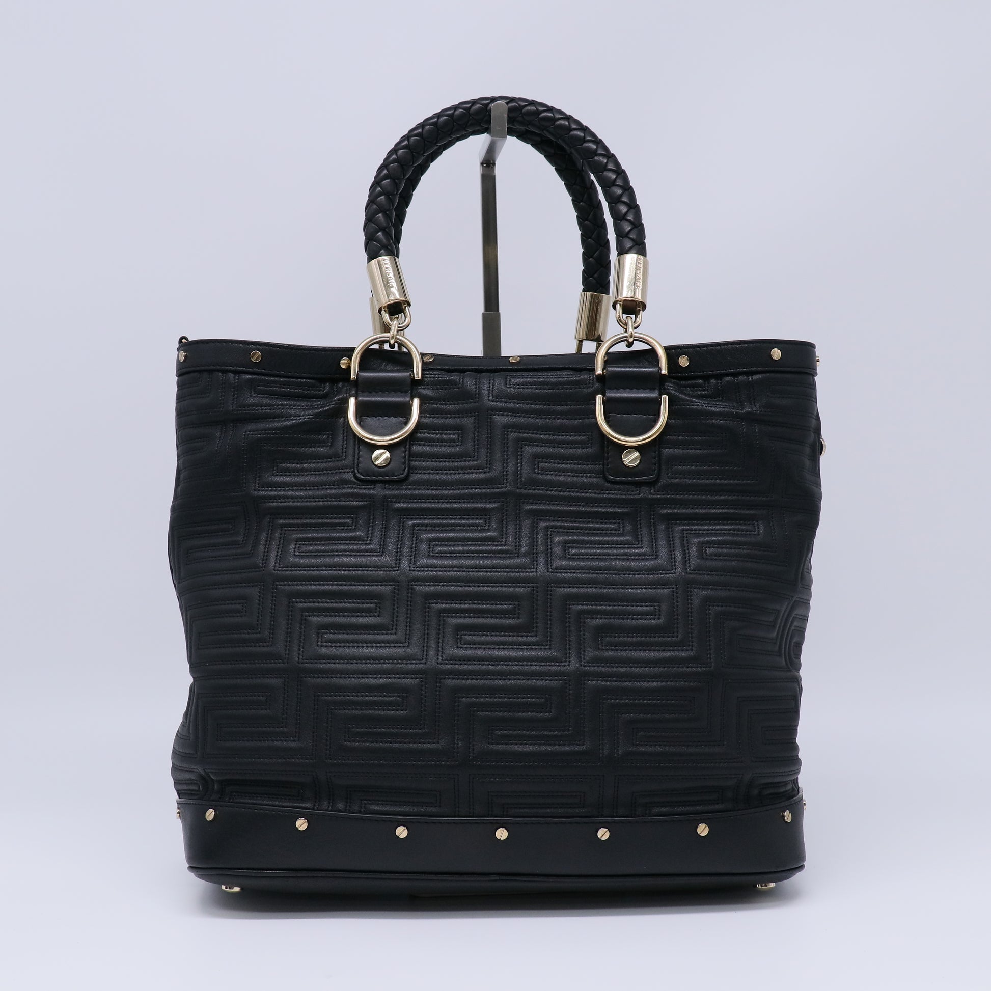 Gianni Versace Couture Black Leather Tote Bag B22063