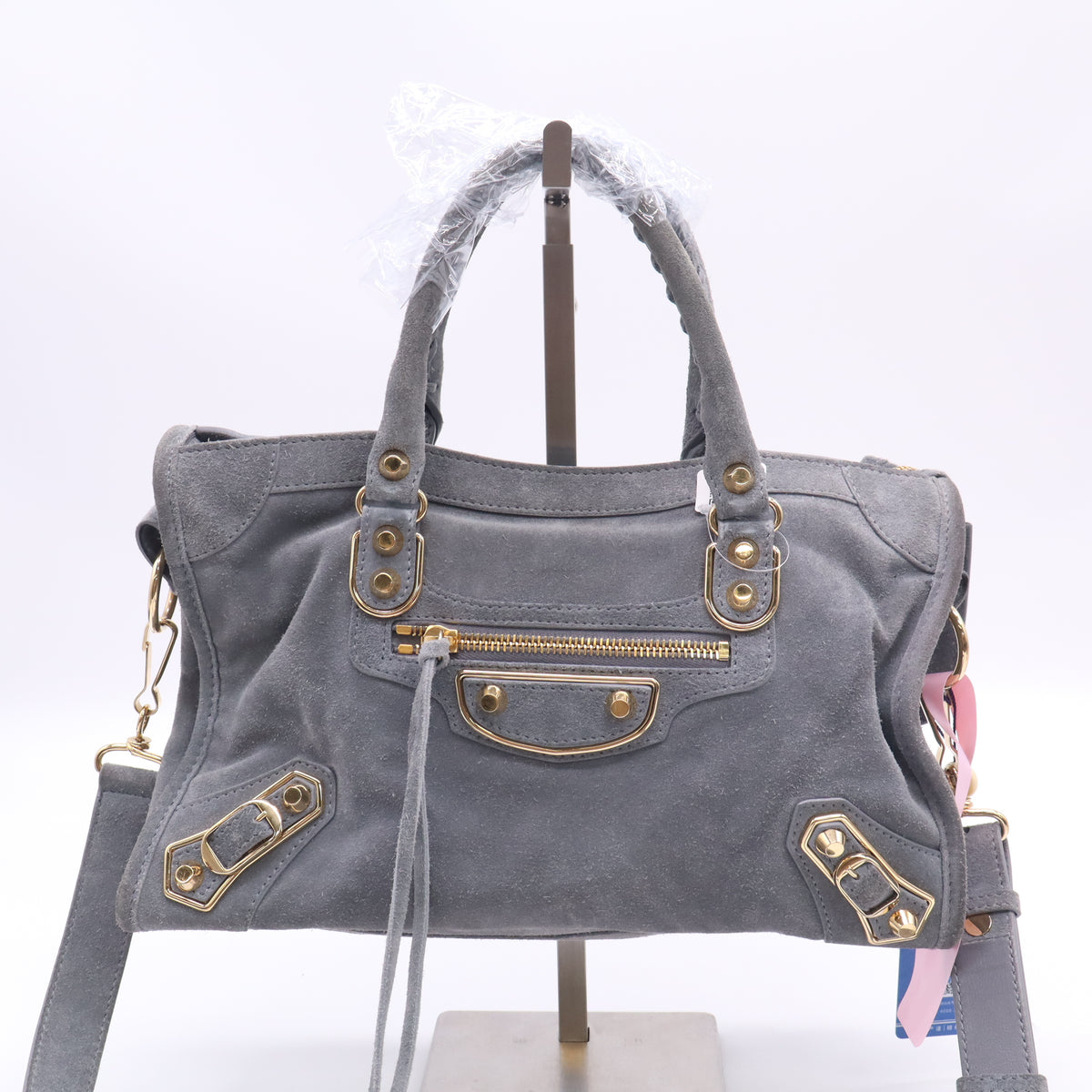 Balenciaga Grey Metallic Leather Classic City Handbag Twins LDJ6048