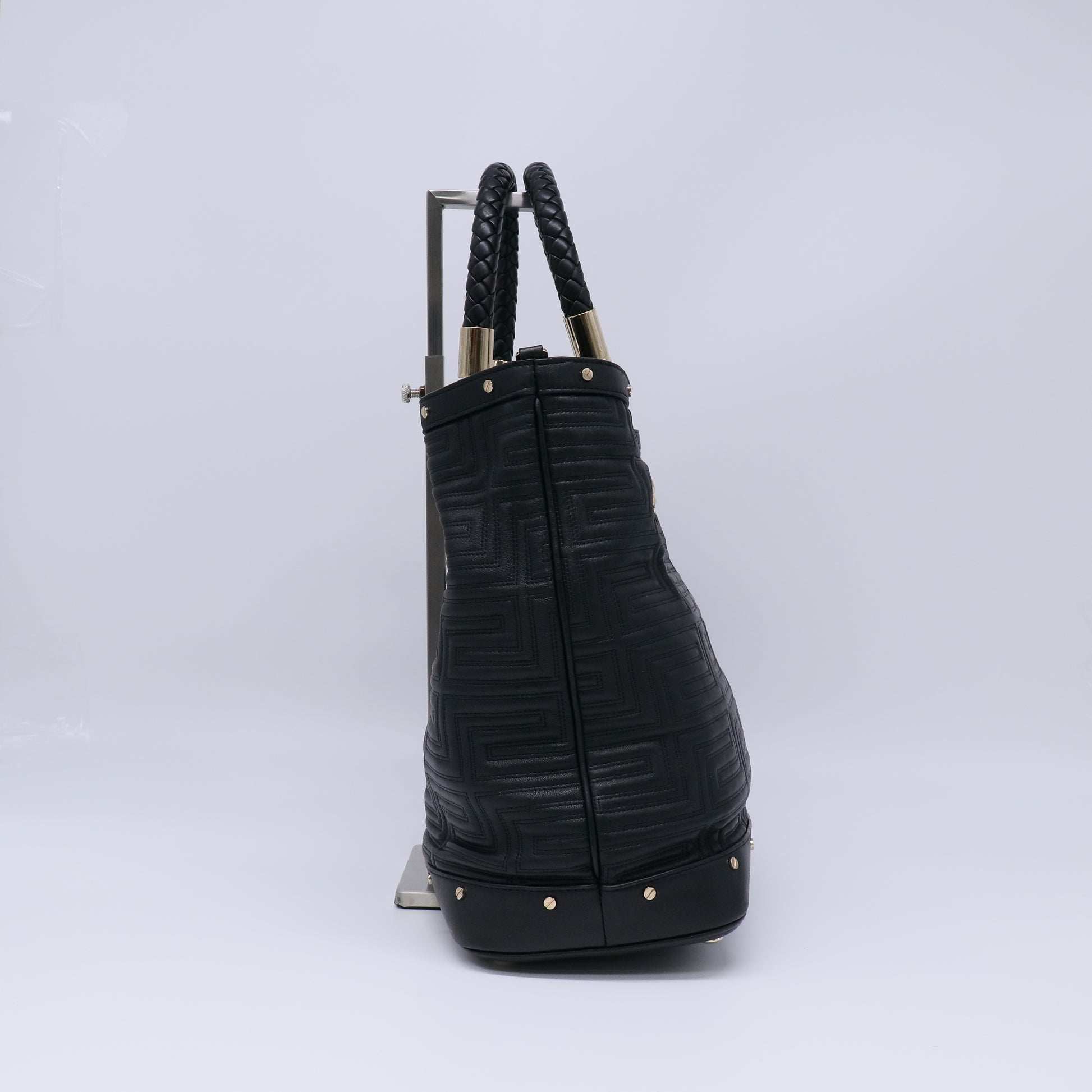 Gianni Versace Couture Black Leather Tote Bag B22063