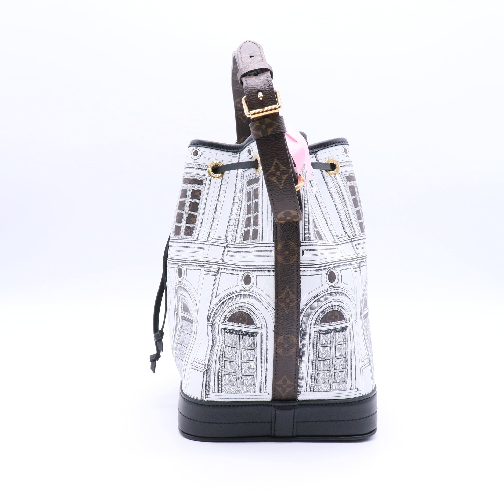 Noe Handbag Limited Edition Fornasetti Architettura Print Leather and Monogram Canvas MM Twins