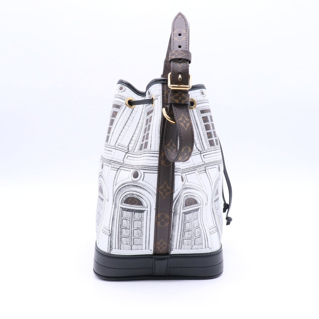 Noe Handbag Limited Edition Fornasetti Architettura Print Leather and Monogram Canvas MM Twins