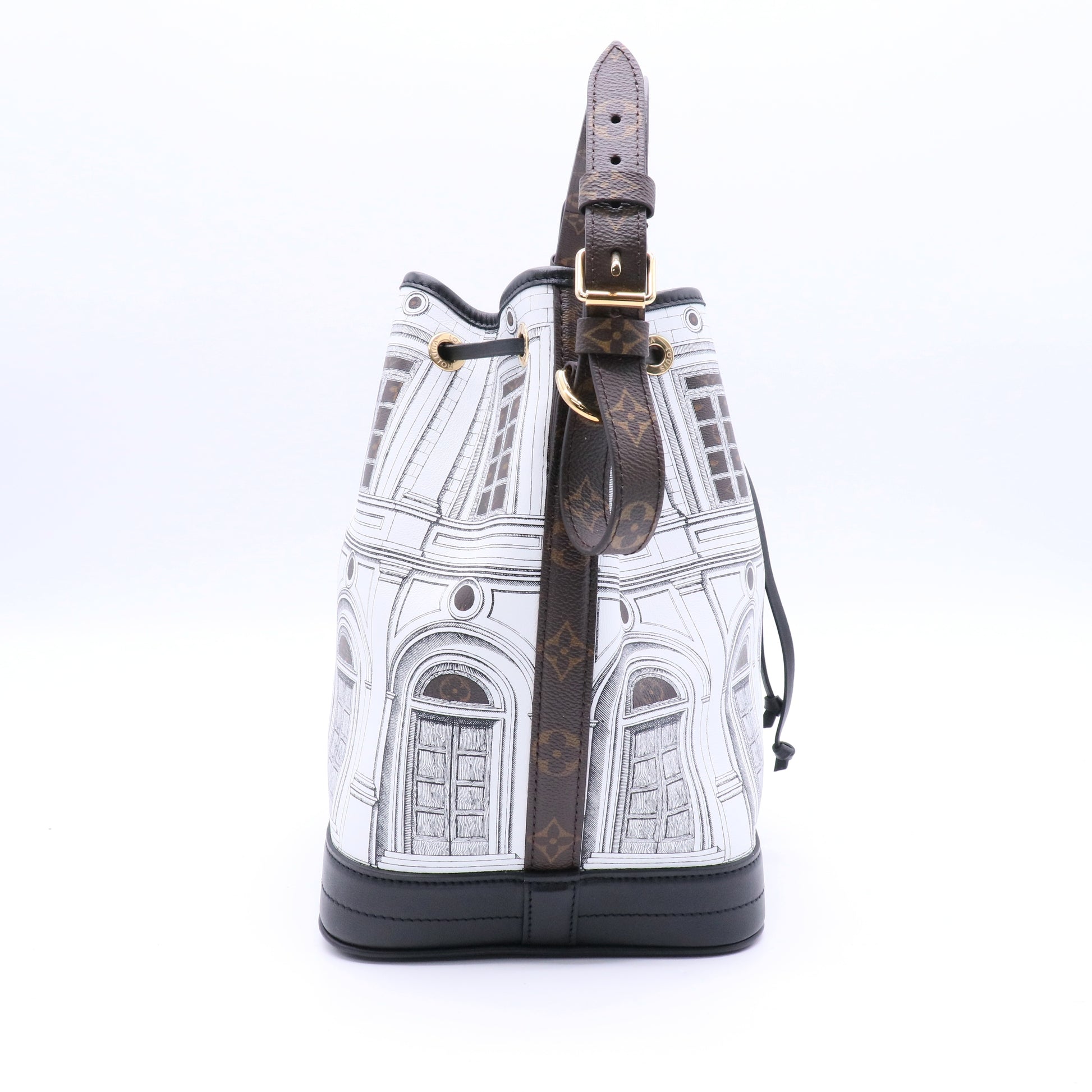 Noe Handbag Limited Edition Fornasetti Architettura Print Leather and Monogram Canvas MM Twins