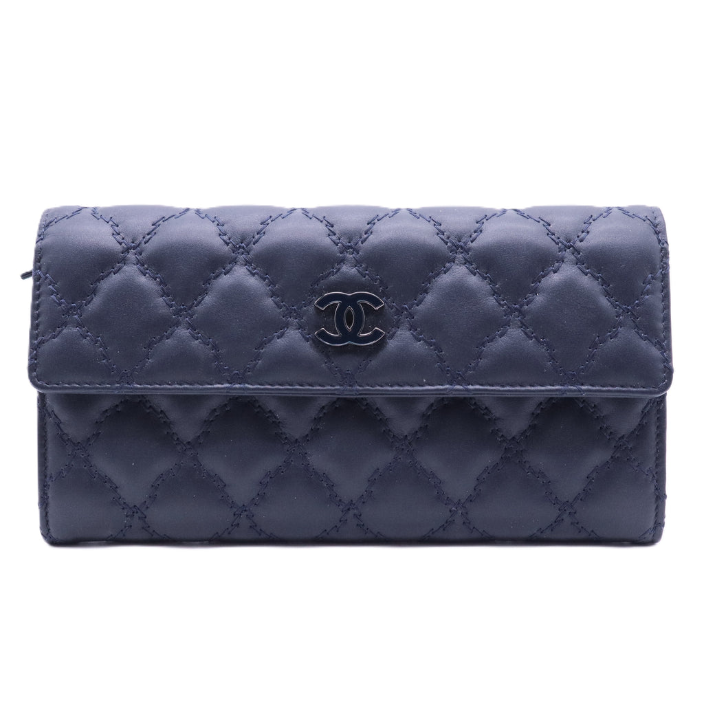 Blue Long Leather Wallet