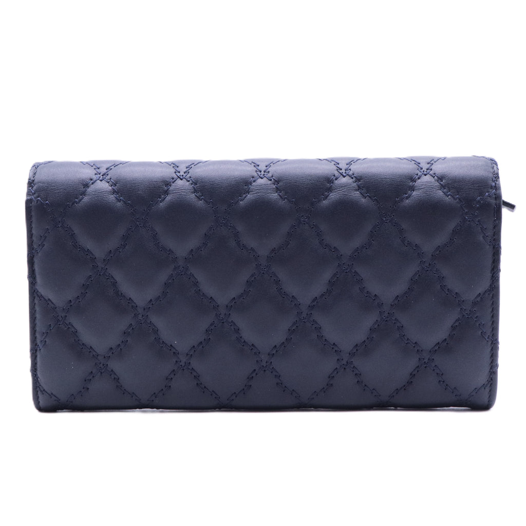 Blue Long Leather Wallet
