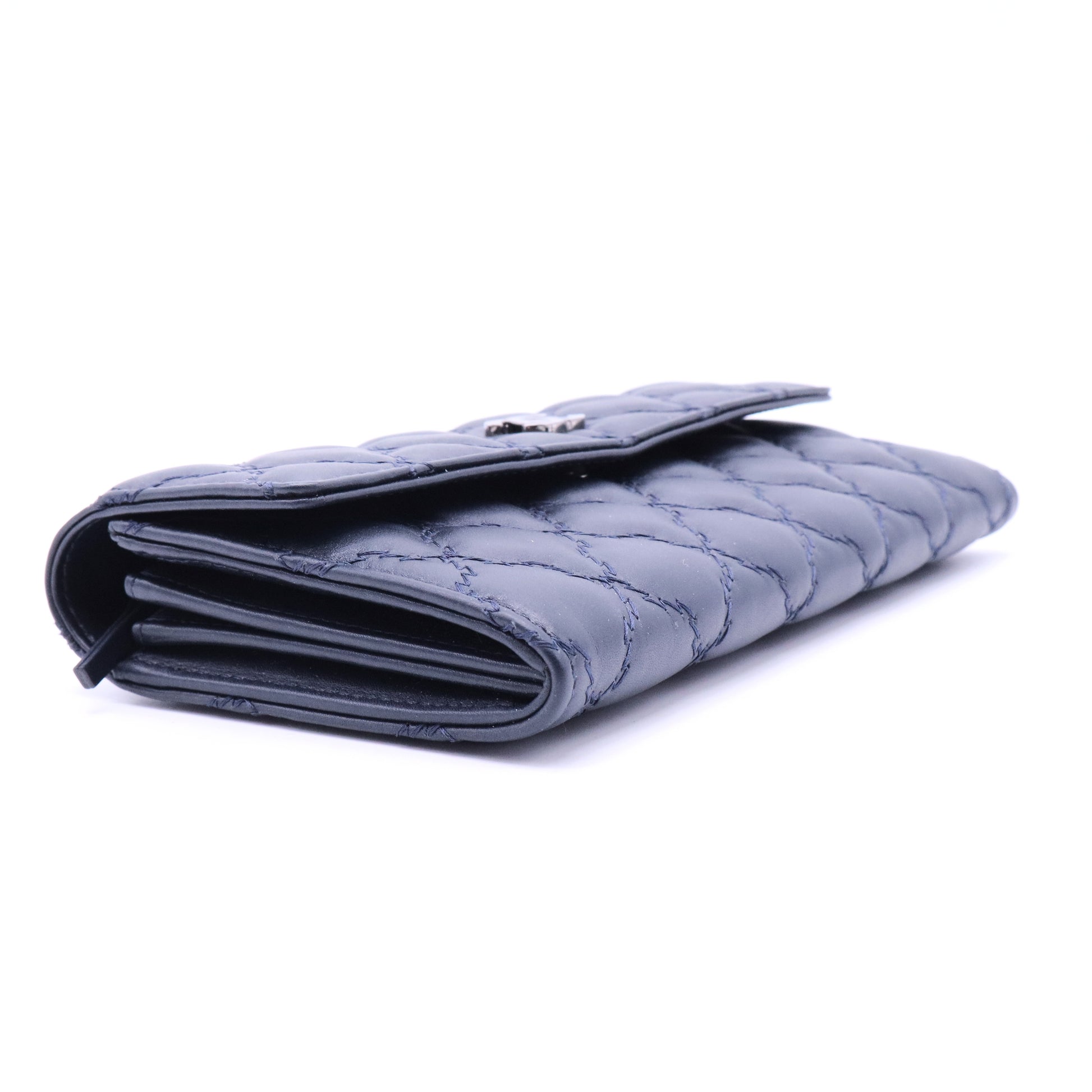 Blue Long Leather Wallet