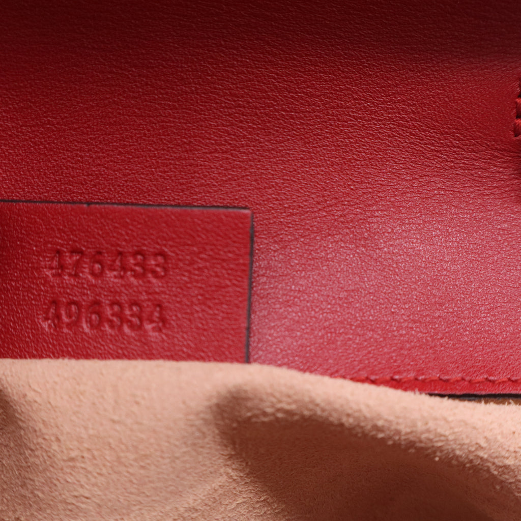 Calfskin Matelasse Super Mini GG Marmont Shoulder Bag Hibiscus Red
