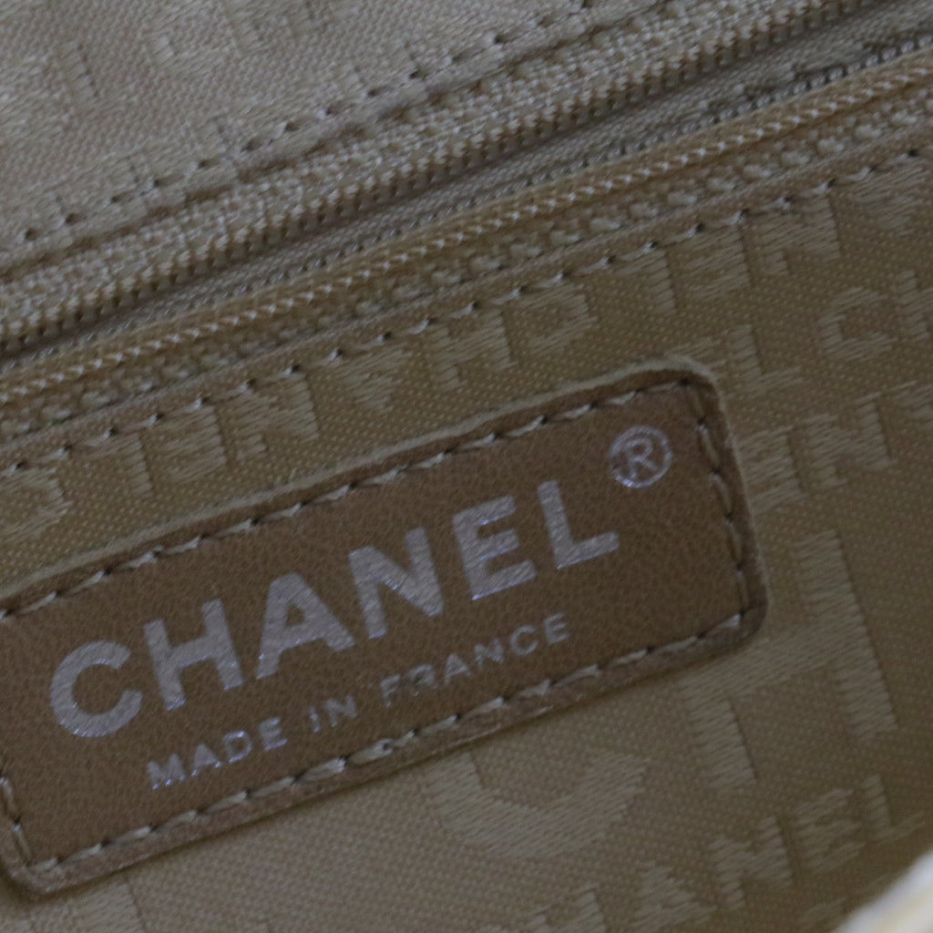 Glazed Calfskin Stitched Accordion Flap Beige