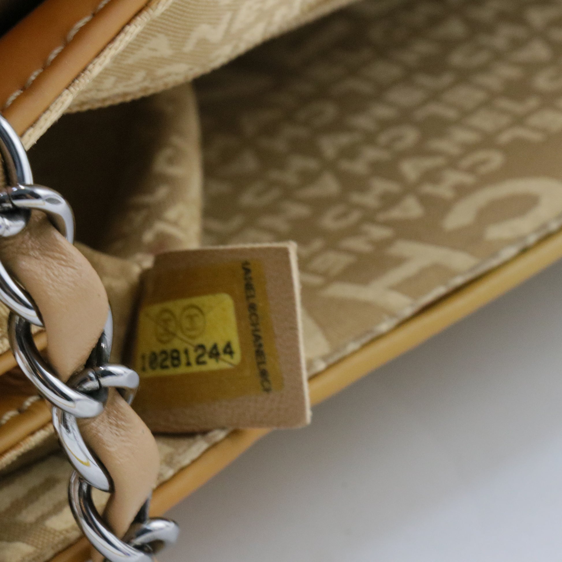 Glazed Calfskin Stitched Accordion Flap Beige