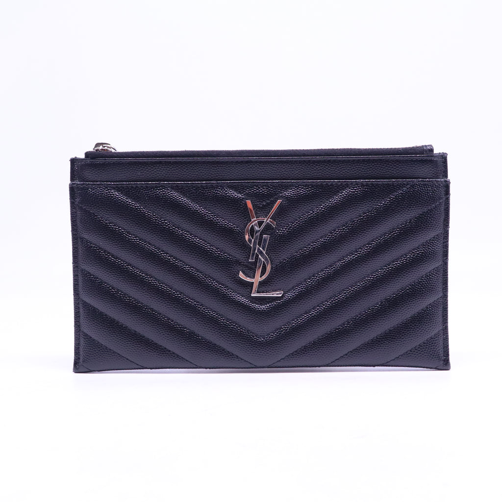 Yves Saint Laurent (YSL) Black Cassandra Zip Pouch W20824