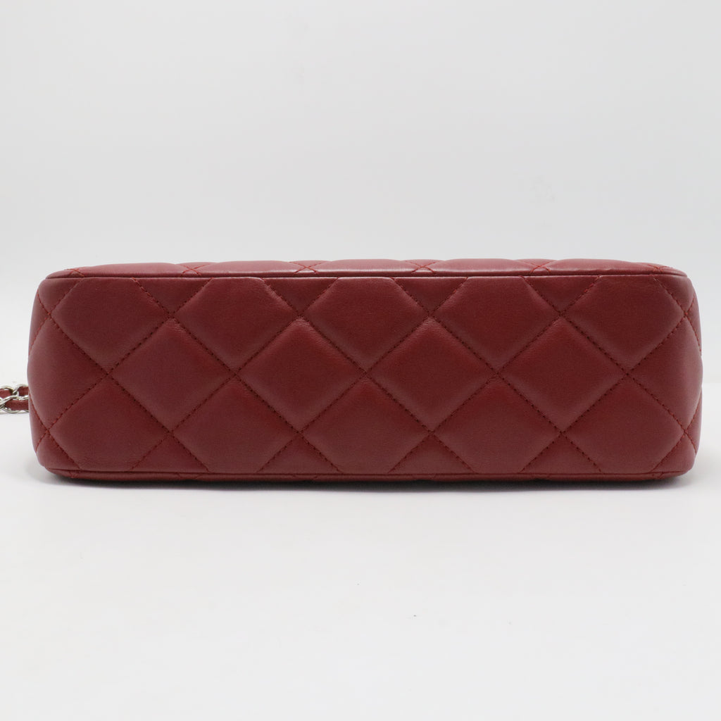 Matelasse Leather Shoulder Tote Bag Dark Red