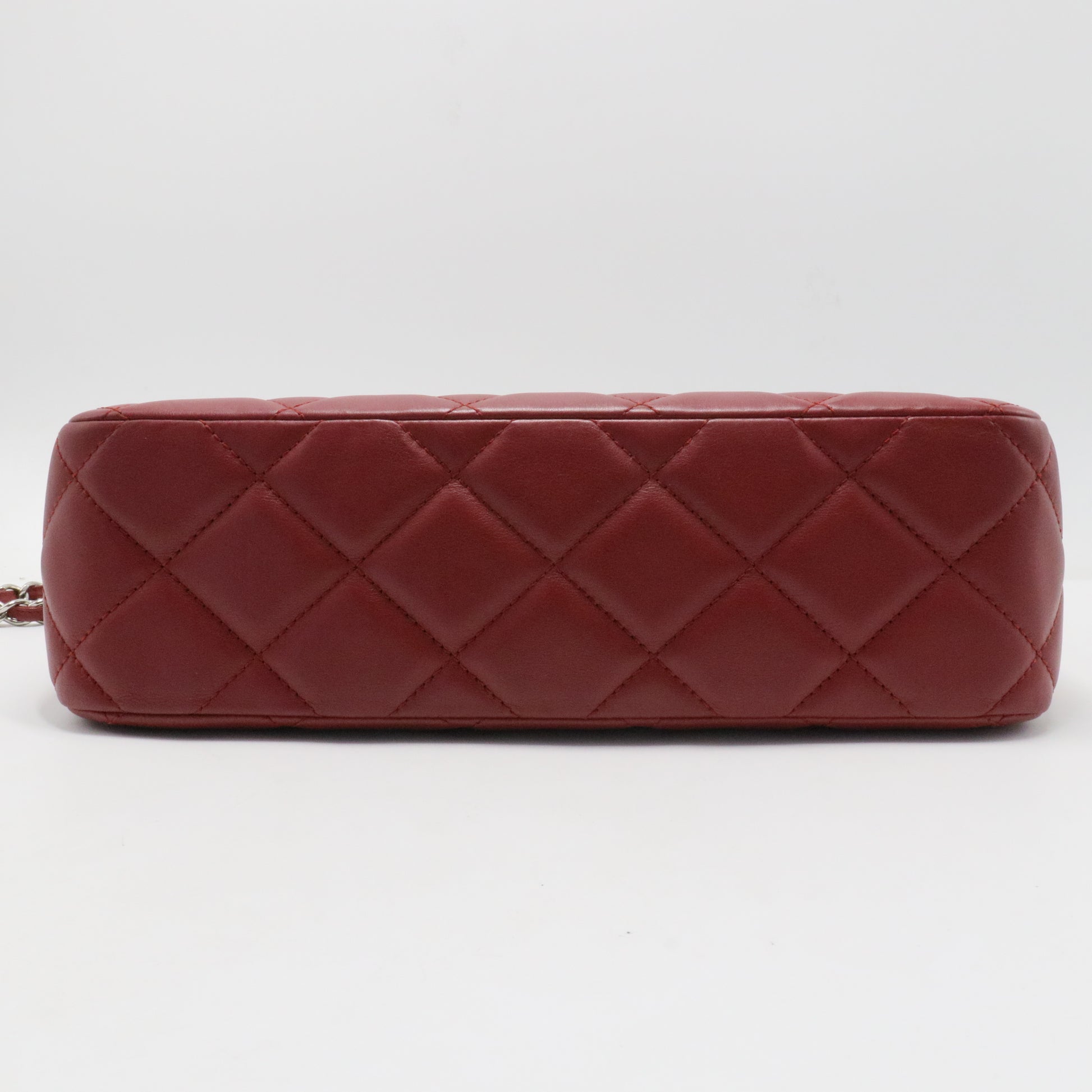 Matelasse Leather Shoulder Tote Bag Dark Red