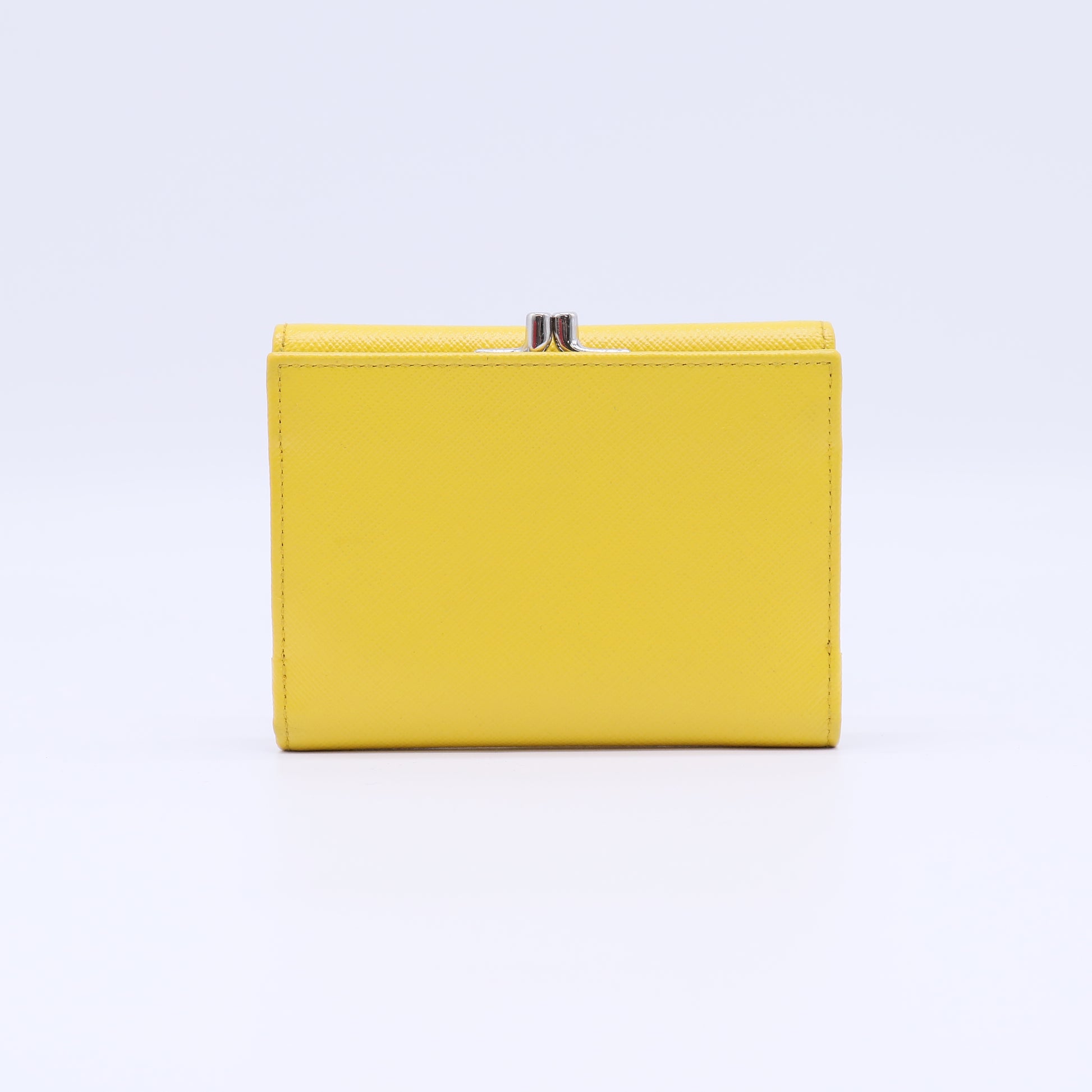 Prada Saffiano Enamel Triangle Logo Compact Wallet W21739