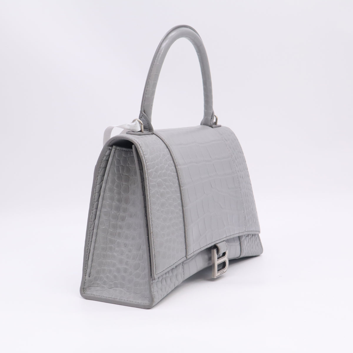 Hourglass Top Handle Bag Crocodile Embossed Leather B24070