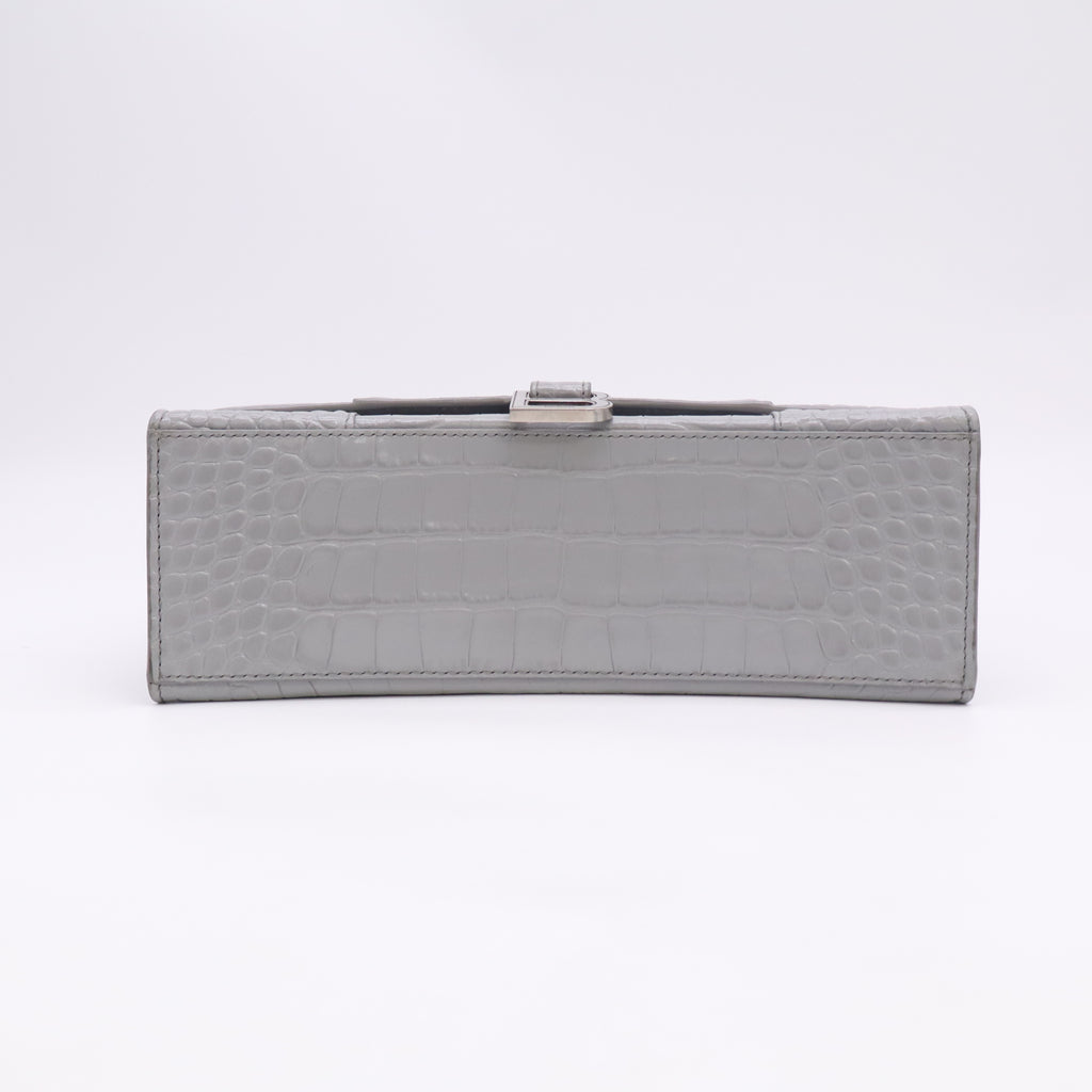 Hourglass Top Handle Bag Crocodile Embossed Leather B24070