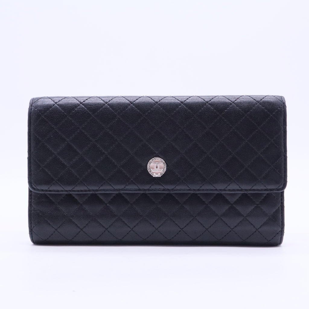 CC Button Trifold Wallet Leather