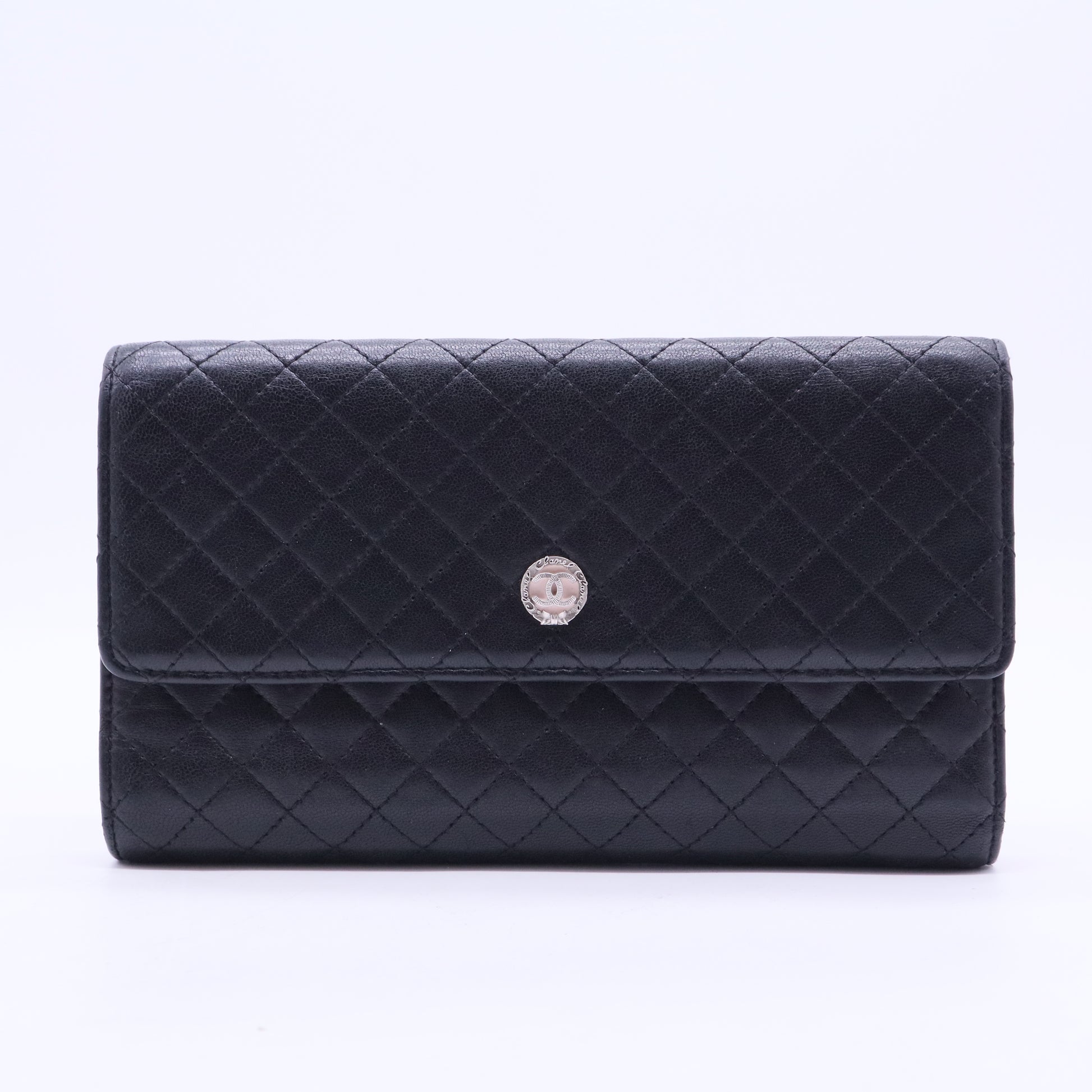CC Button Trifold Wallet Leather