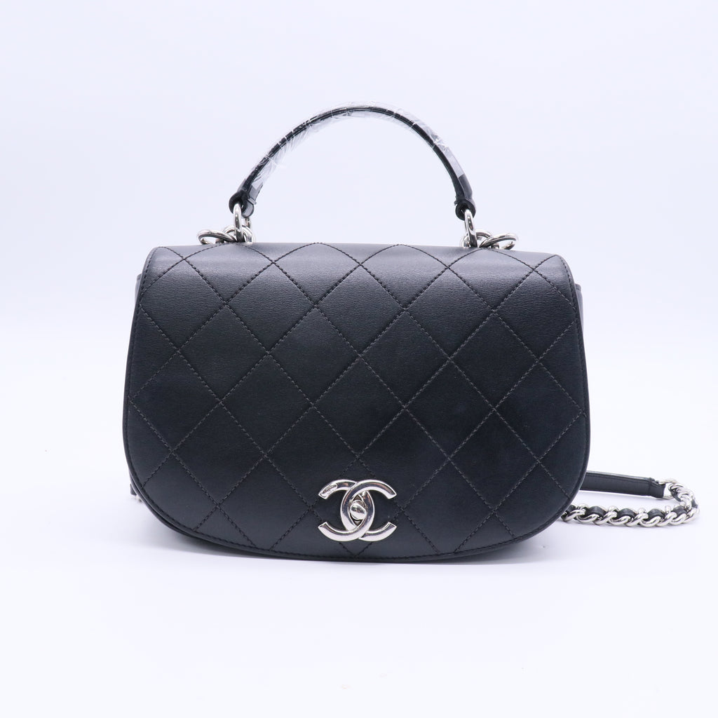 Stitched Small Ring My Bag Flap Crossbody Bag Black Twins