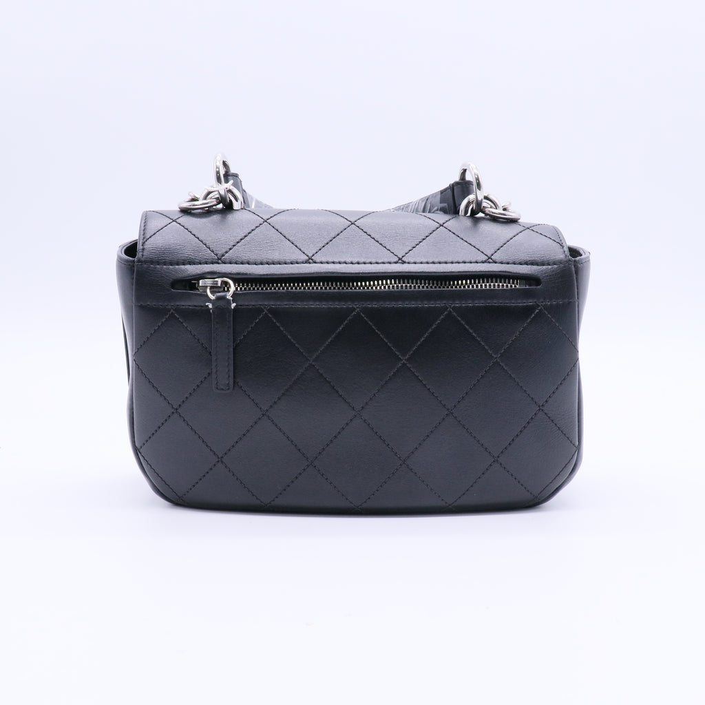 Stitched Small Ring My Bag Flap Crossbody Bag Black Twins