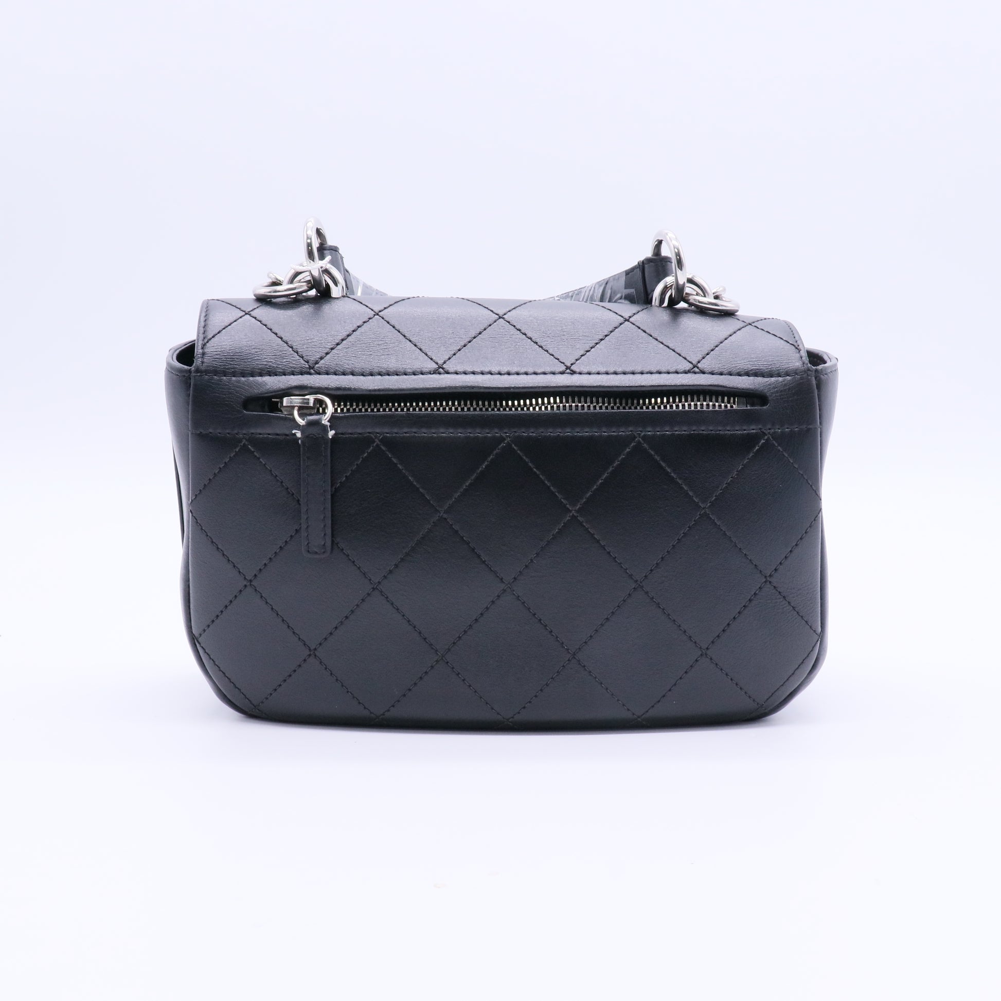 Stitched Small Ring My Bag Flap Crossbody Bag Black Twins