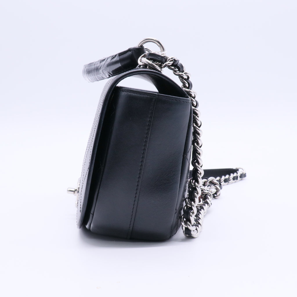 Stitched Small Ring My Bag Flap Crossbody Bag Black Twins