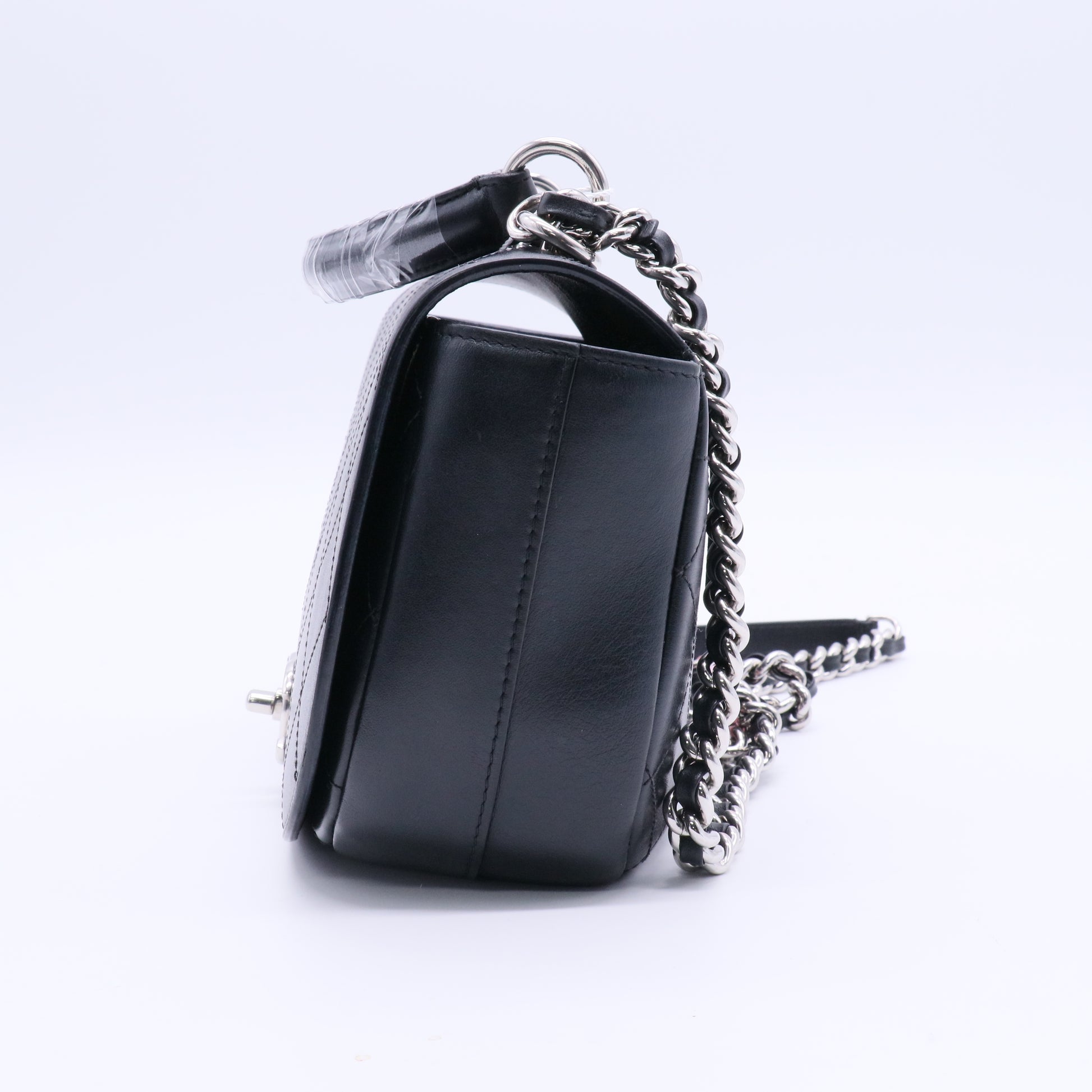 Stitched Small Ring My Bag Flap Crossbody Bag Black Twins