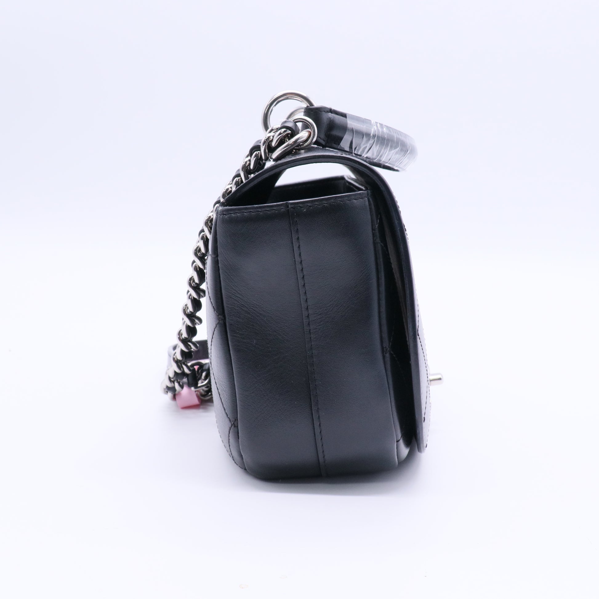 Stitched Small Ring My Bag Flap Crossbody Bag Black Twins