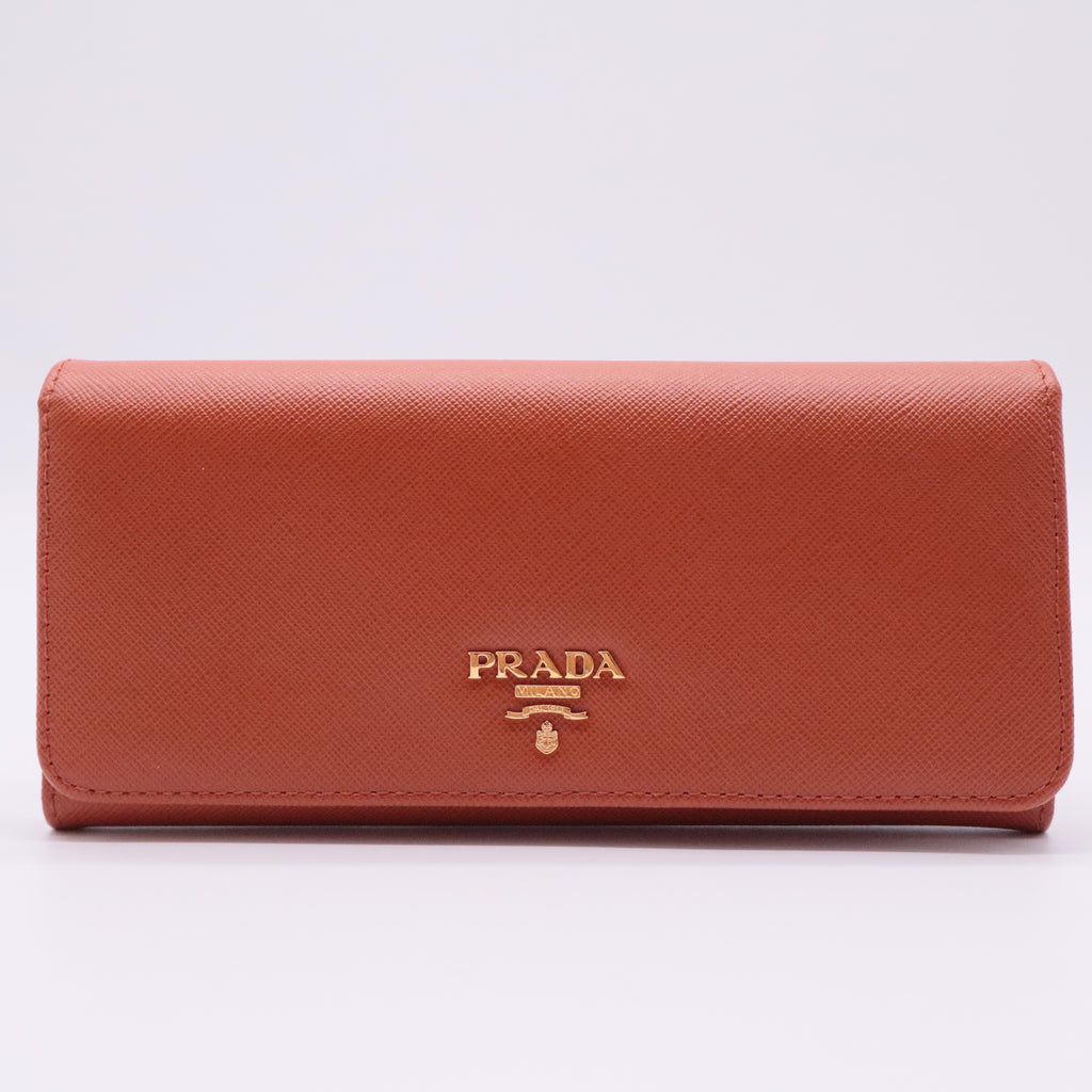 Saffiano Metal Continental Flap Wallet Rame