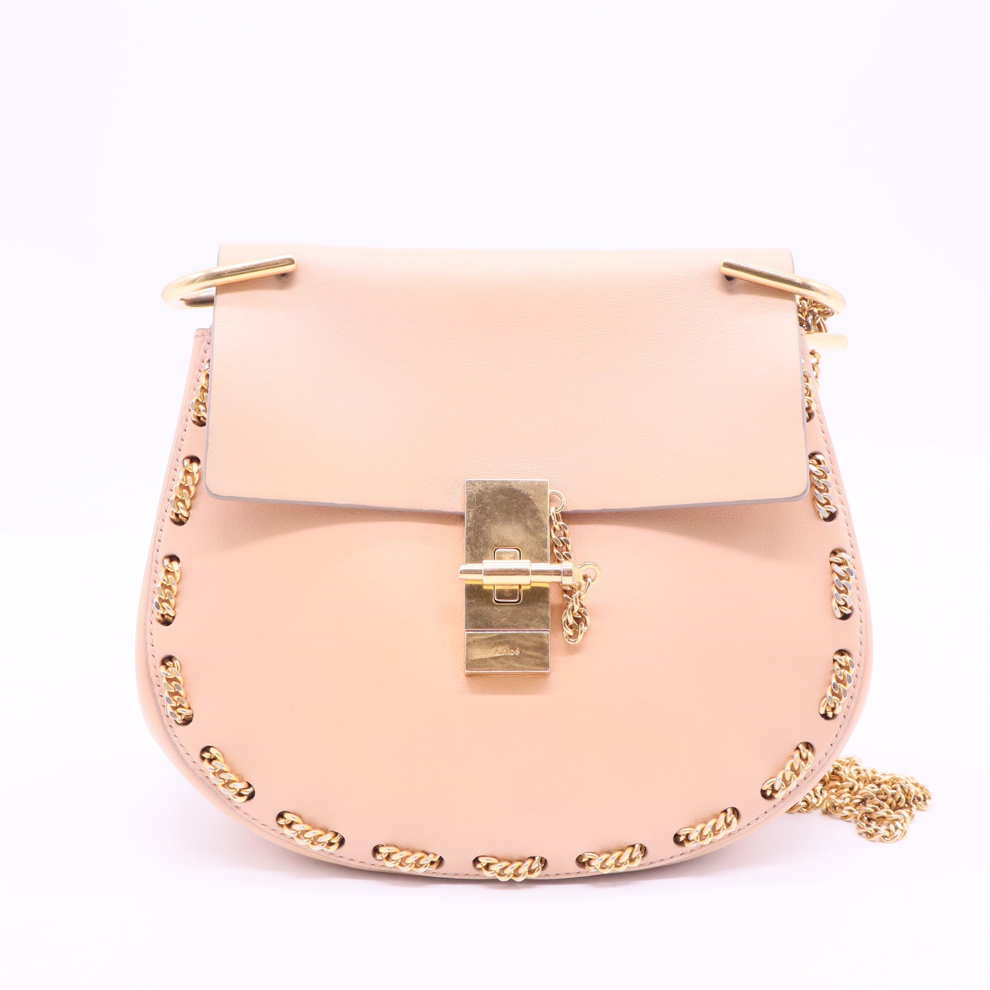 Calfskin Mini Drew Chain Shoulder Bag Blush Nude