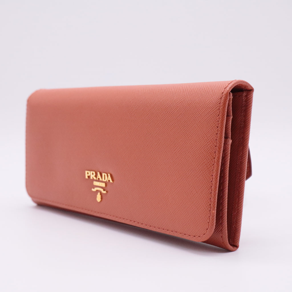 Saffiano Metal Continental Flap Wallet Rame