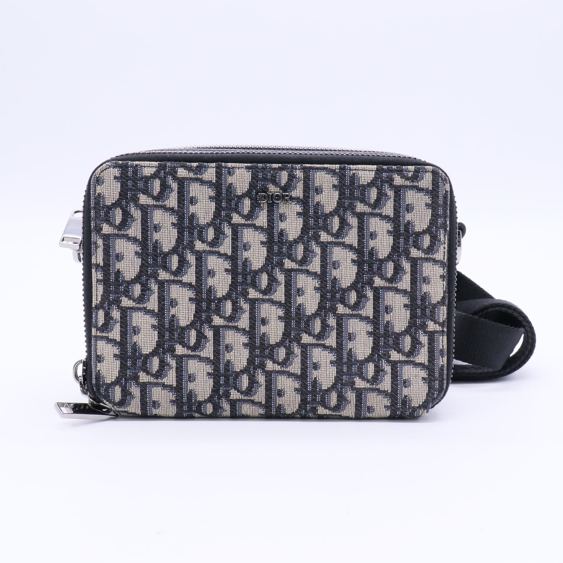 Maxi Safari Bag with Strap Beige and Black Dior Oblique Twins