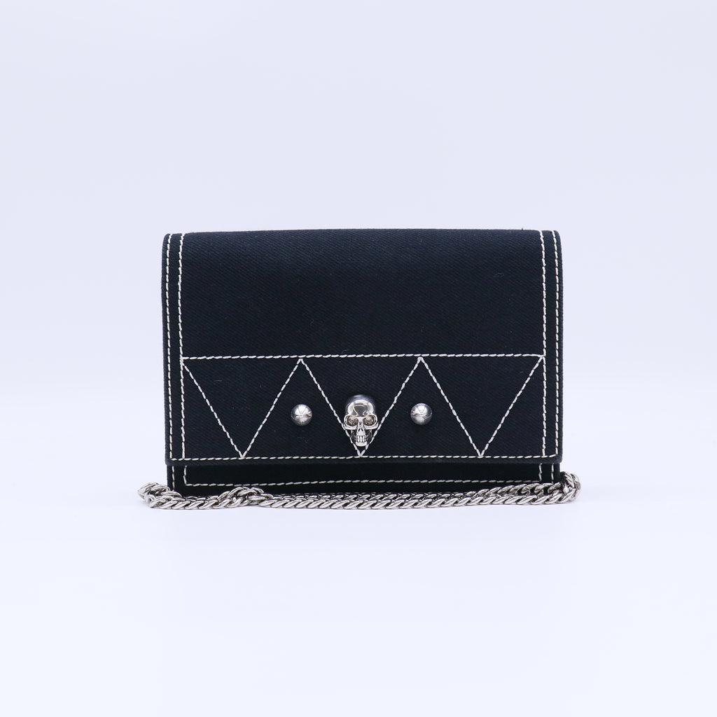 Alexander McQueen Denim Skull Chain Wallet W21768