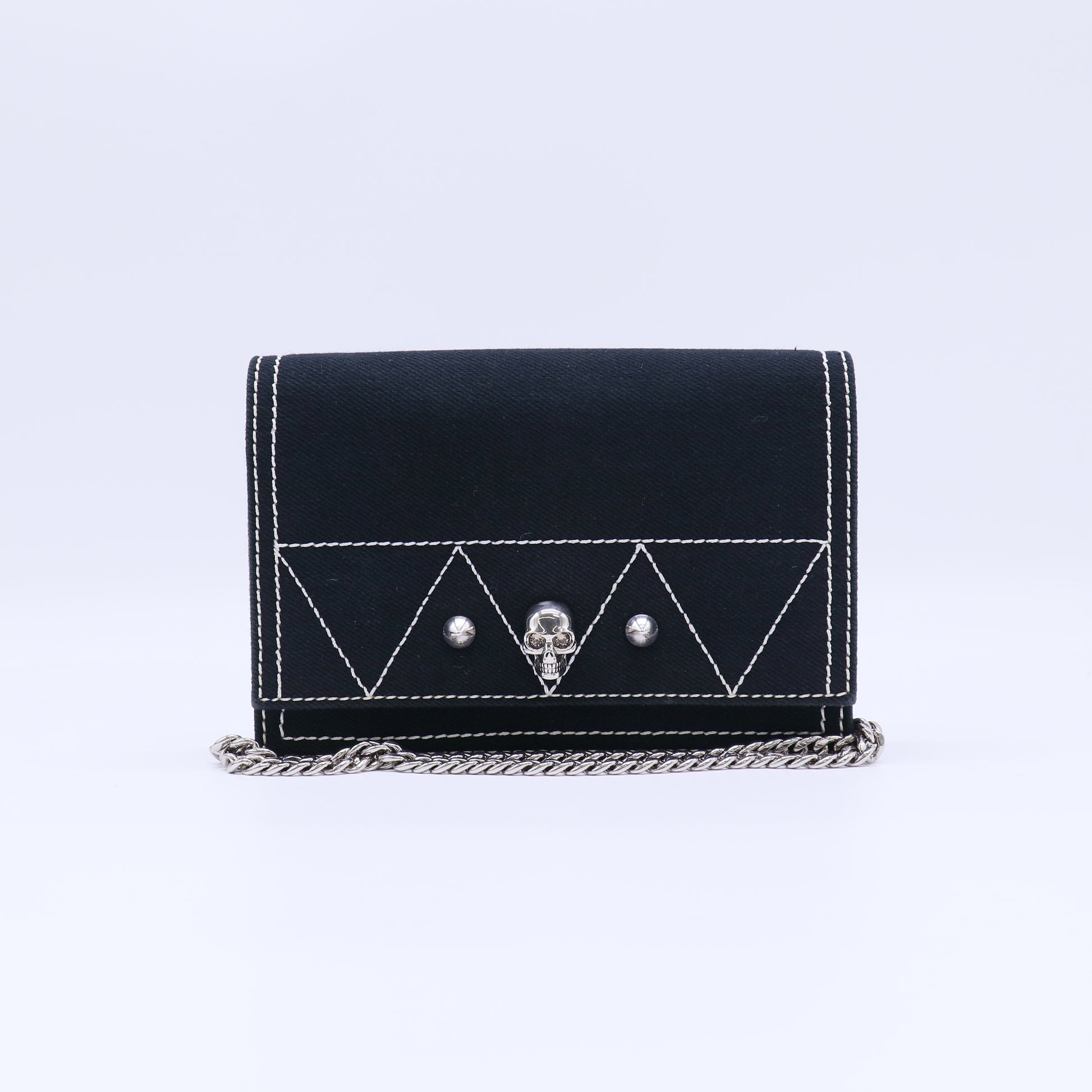 Alexander McQueen Denim Skull Chain Wallet W21768