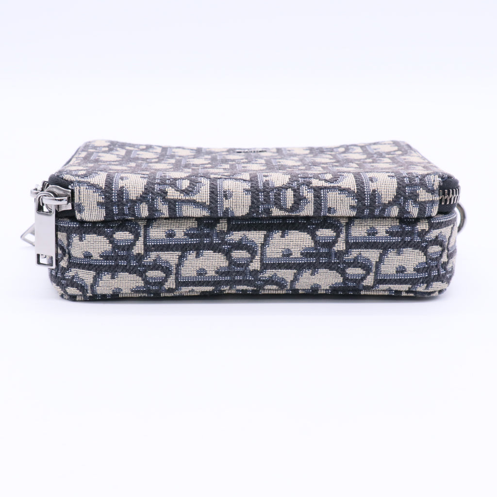 Maxi Safari Bag with Strap Beige and Black Dior Oblique Twins