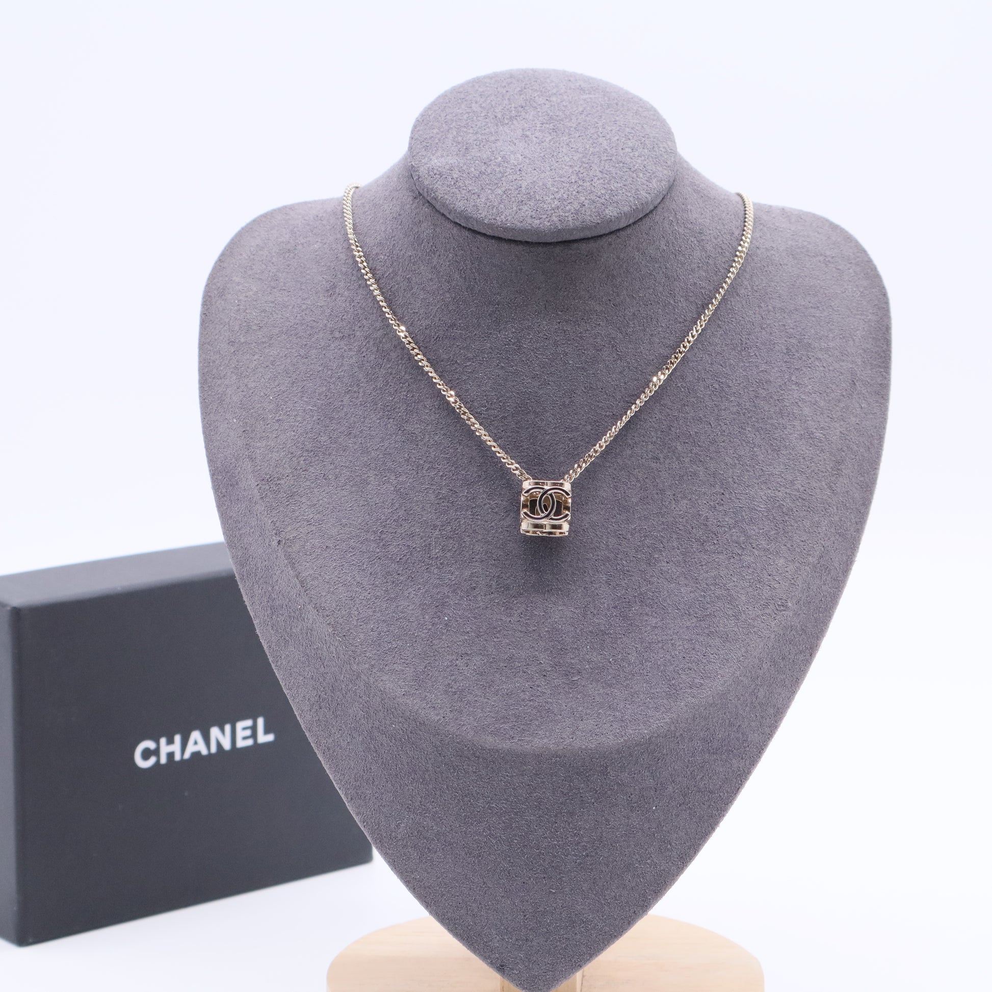 Chanel Gold Metal Cube Charm Necklace A22K J2358 twins